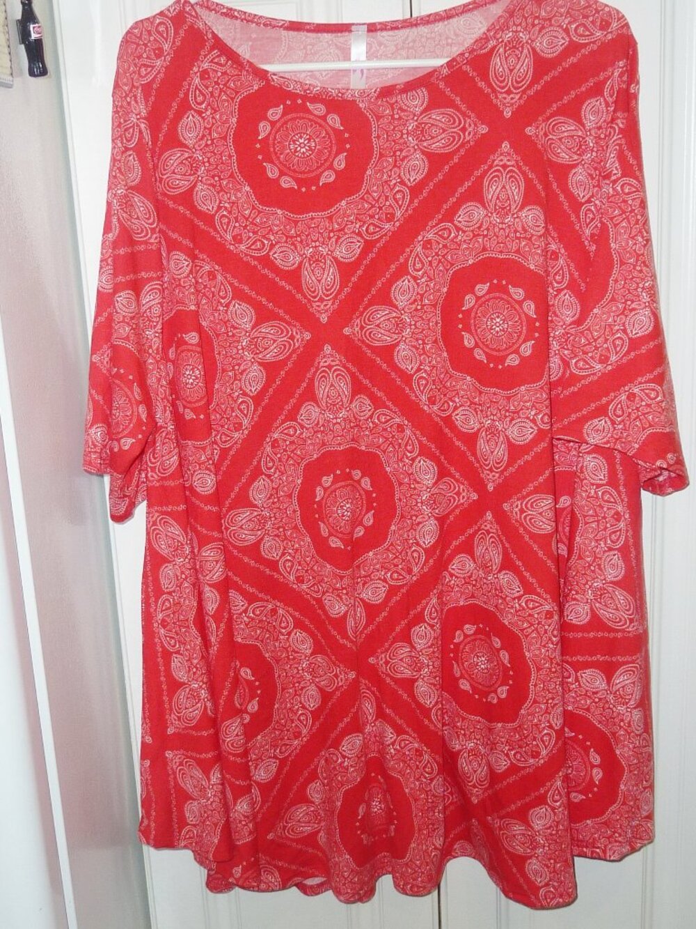New Voll Red White Bandana Print Short Sleeved Tunic Size 5X